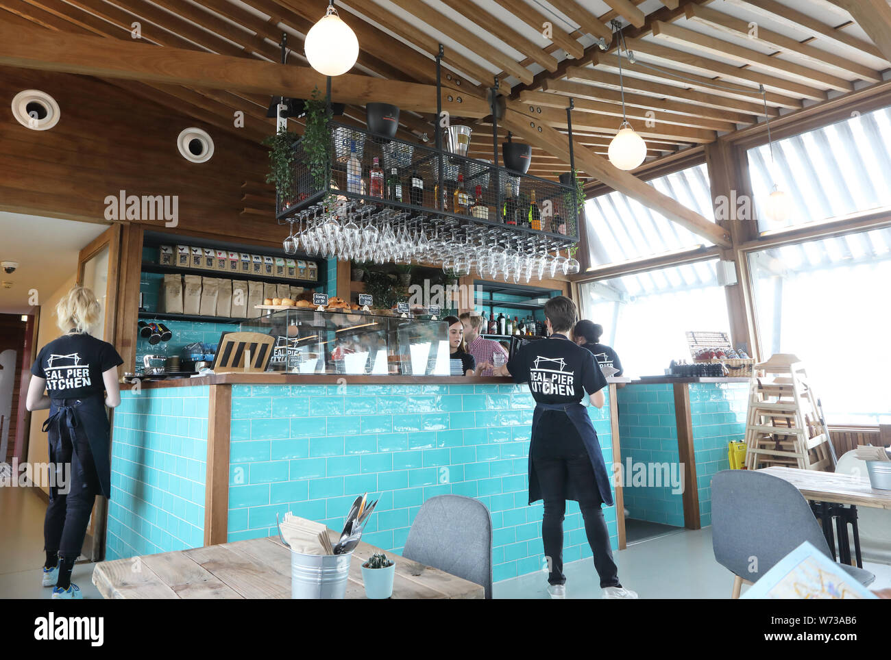 Trendy Deal Pier Kitchen in the seaside town, in east Kent, UK Stock Photo