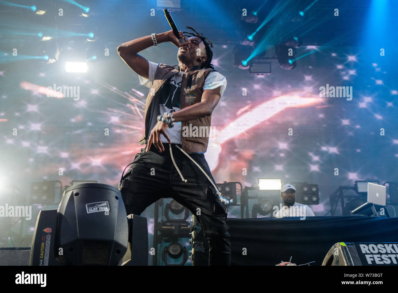 Denmark, Roskilde - July 1, 2017. The American rapper and lyricist Playboi Carti performs a live concert during the Danish music festival Roskilde Festival 2017. (Photo credit: Gonzales Photo - Bo Kallberg). Stock Photo