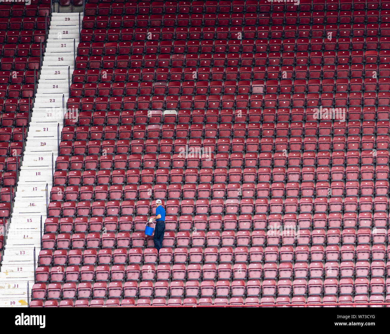 Interior view of stand seating at Tyncastle Stadium the home of Hearts Football Club in Edinburgh Scotland, UK Stock Photo