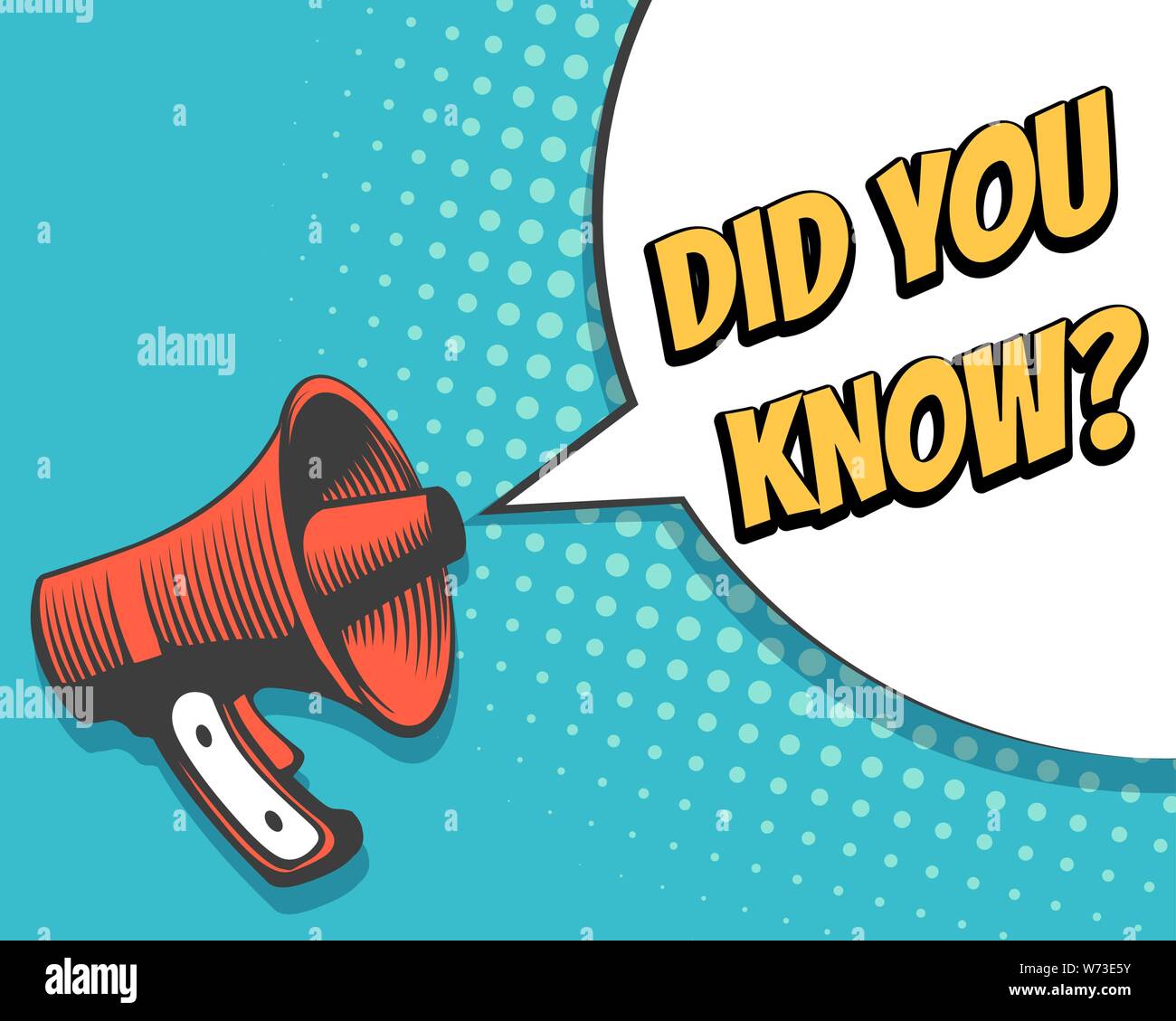 Retro Megaphone with Did You Know speech bubble in pop art Style. Banner for business marketing and advertising. Vector illustration. Stock Vector