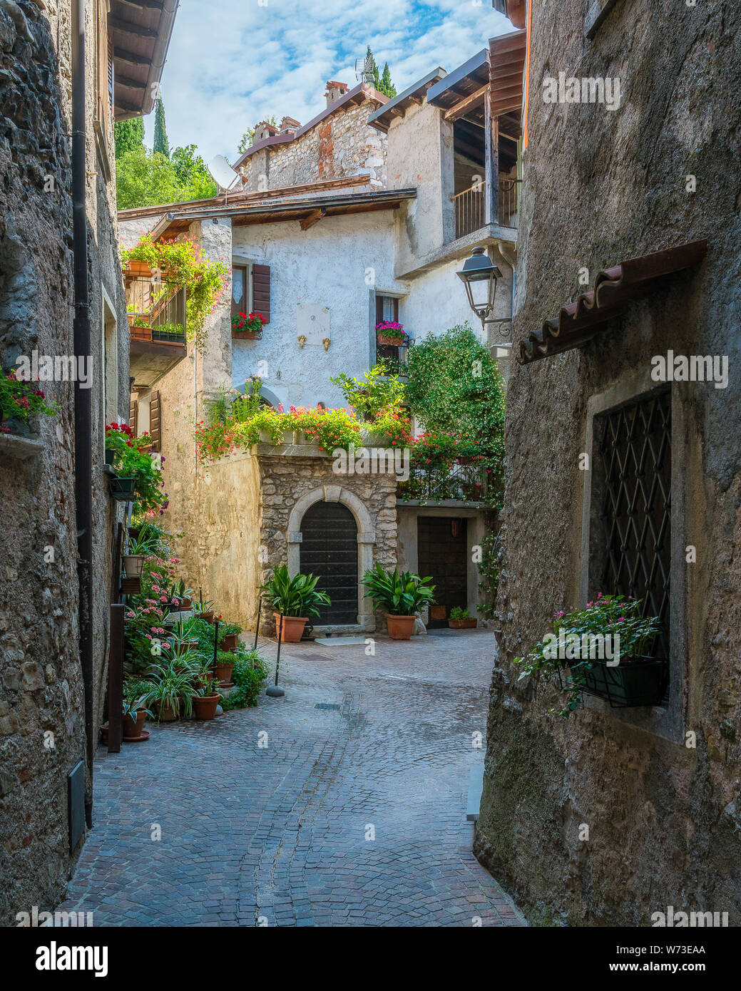 Scenic sight in Tremosine sul Garda, village on Lake Garda, in the Province of Brescia, Lombardy, Italy. Stock Photo