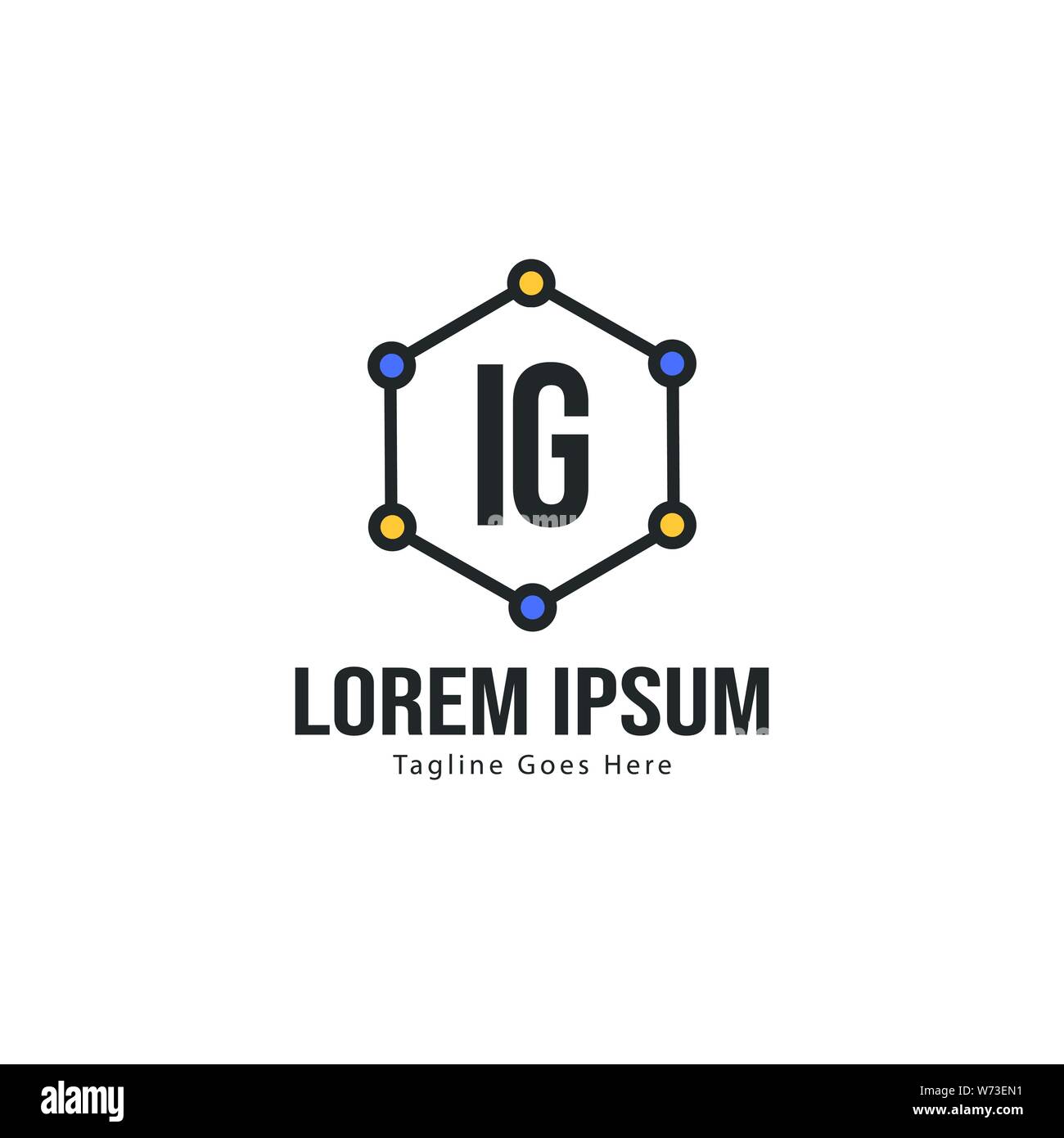 Initial IG logo template with modern frame. Minimalist IG letter logo
