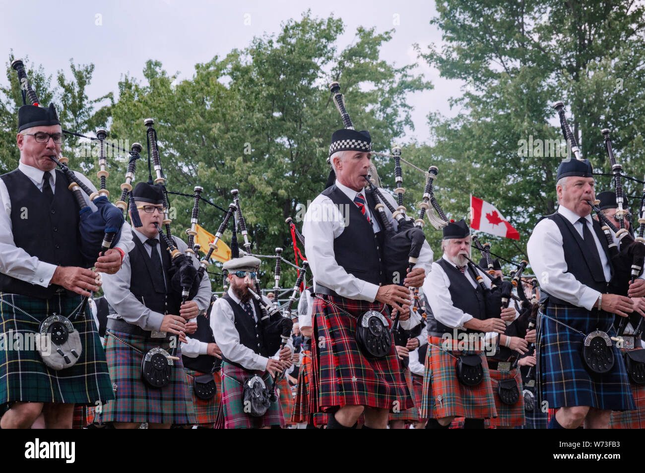 Fergus, Ontario, Canada 08 11 2018 Over 20 Pipe bands paricipated in