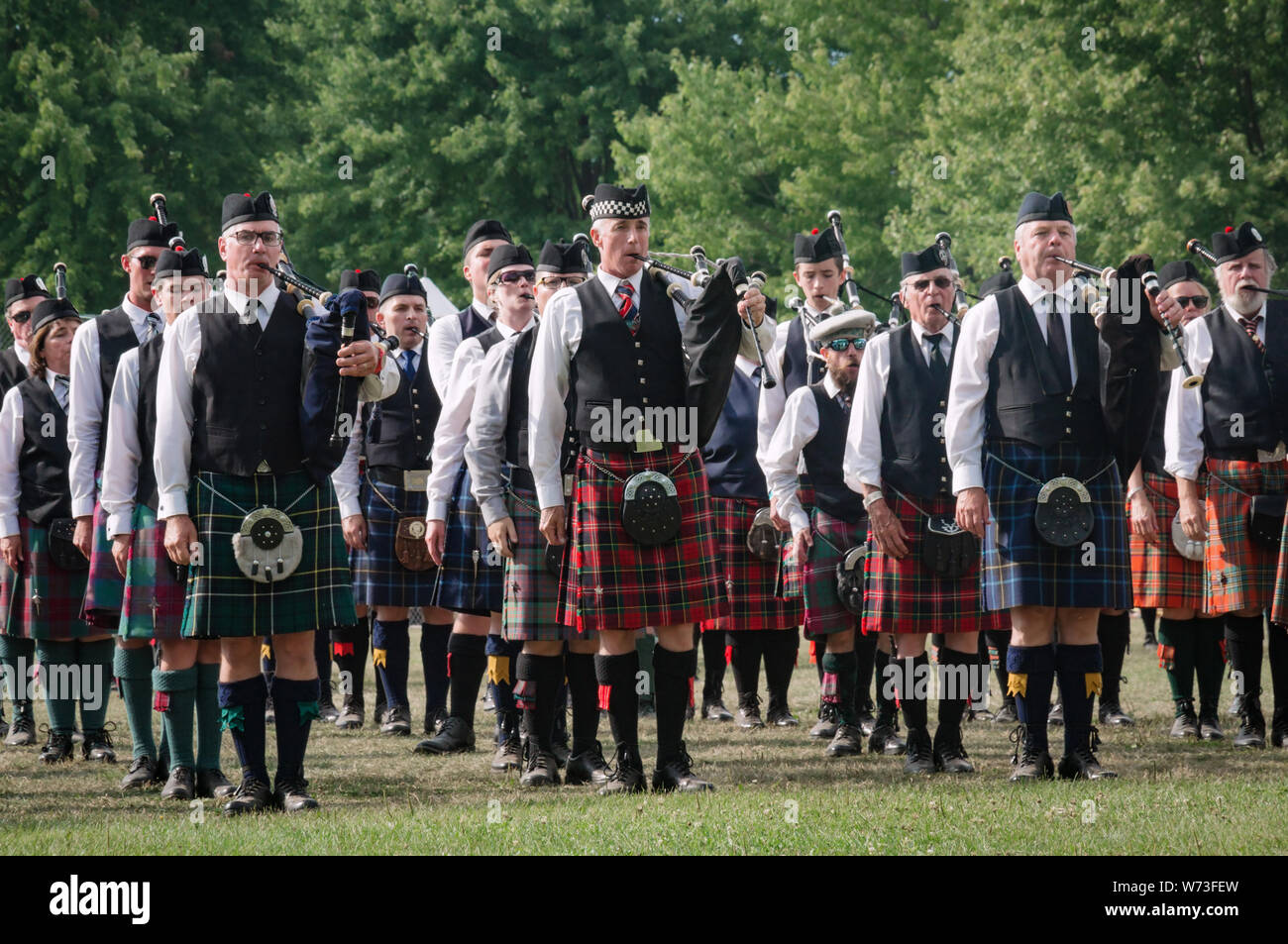 Fergus, Ontario, Canada 08 11 2018 Over 20 Pipe bands paricipated in