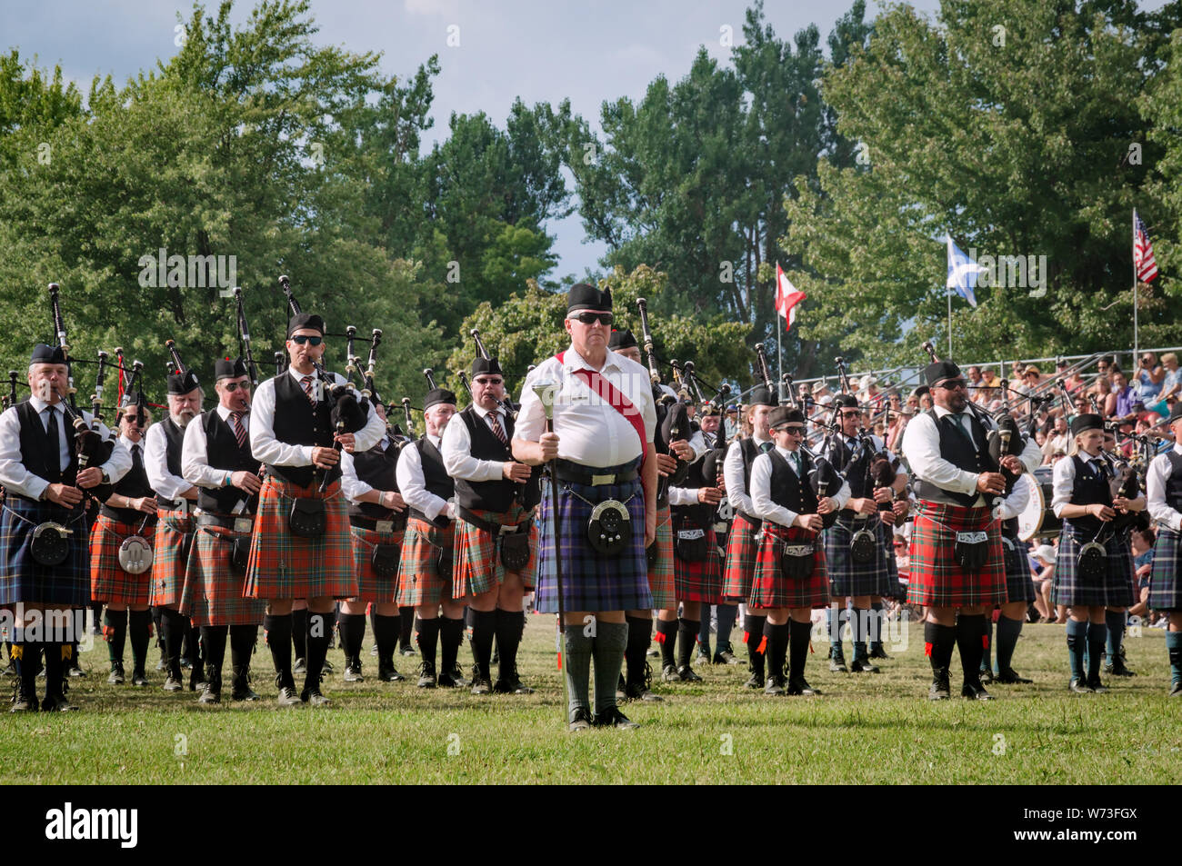 Fergus, Ontario, Canada 08 11 2018 Over 20 Pipe bands paricipated in