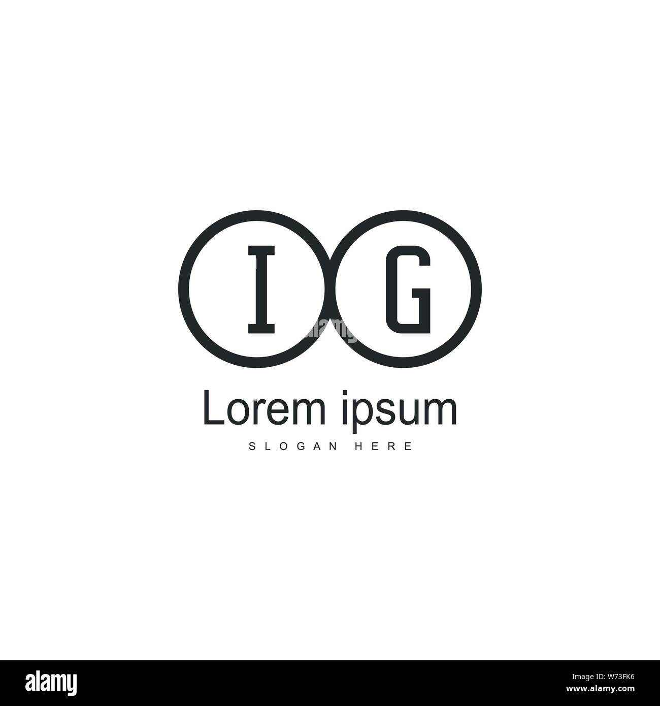 Initial IG logo template with modern frame. Minimalist IG letter logo vector illustration design Stock Vector