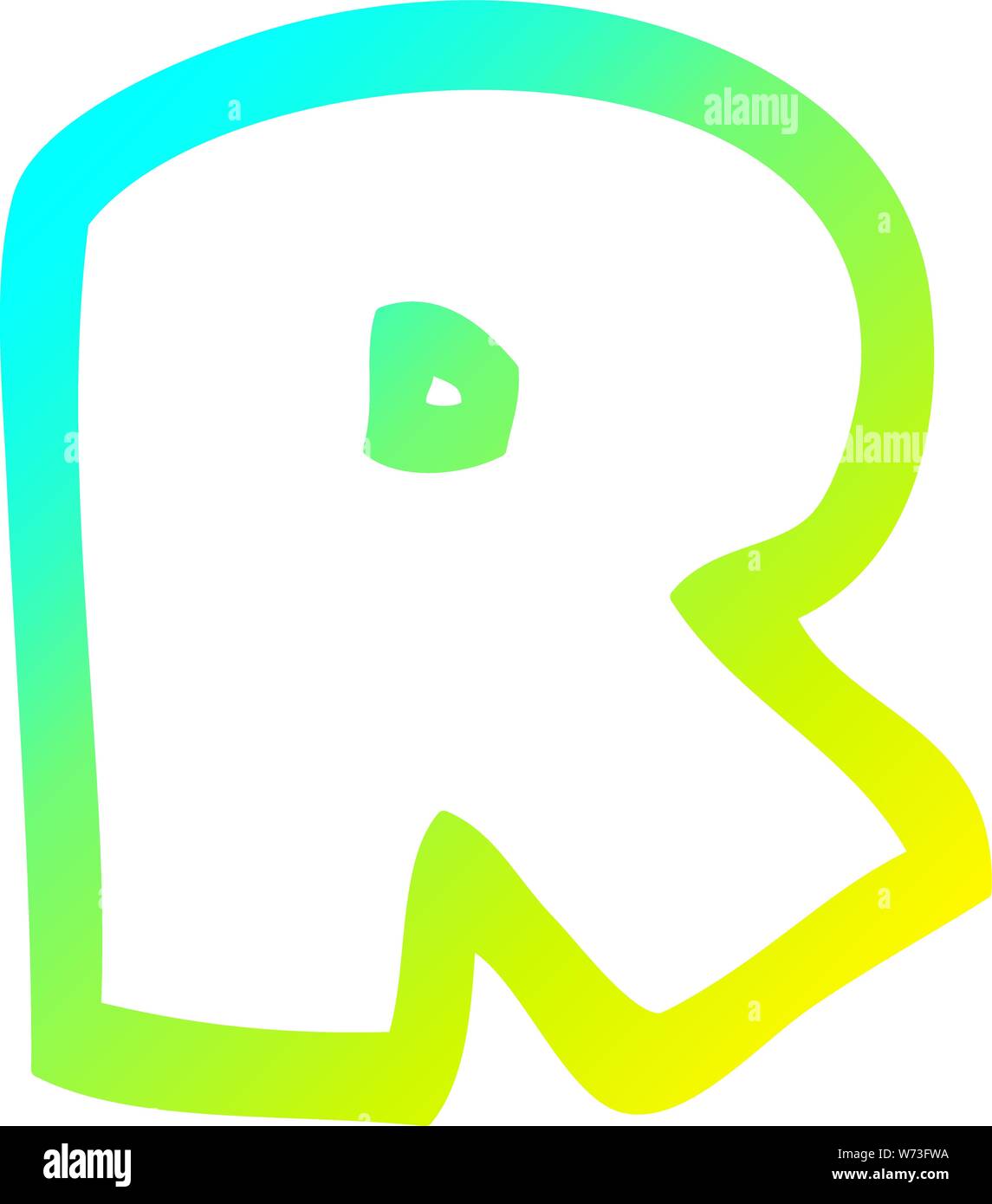 cold gradient line drawing of a cartoon letter r Stock Vector Image ...