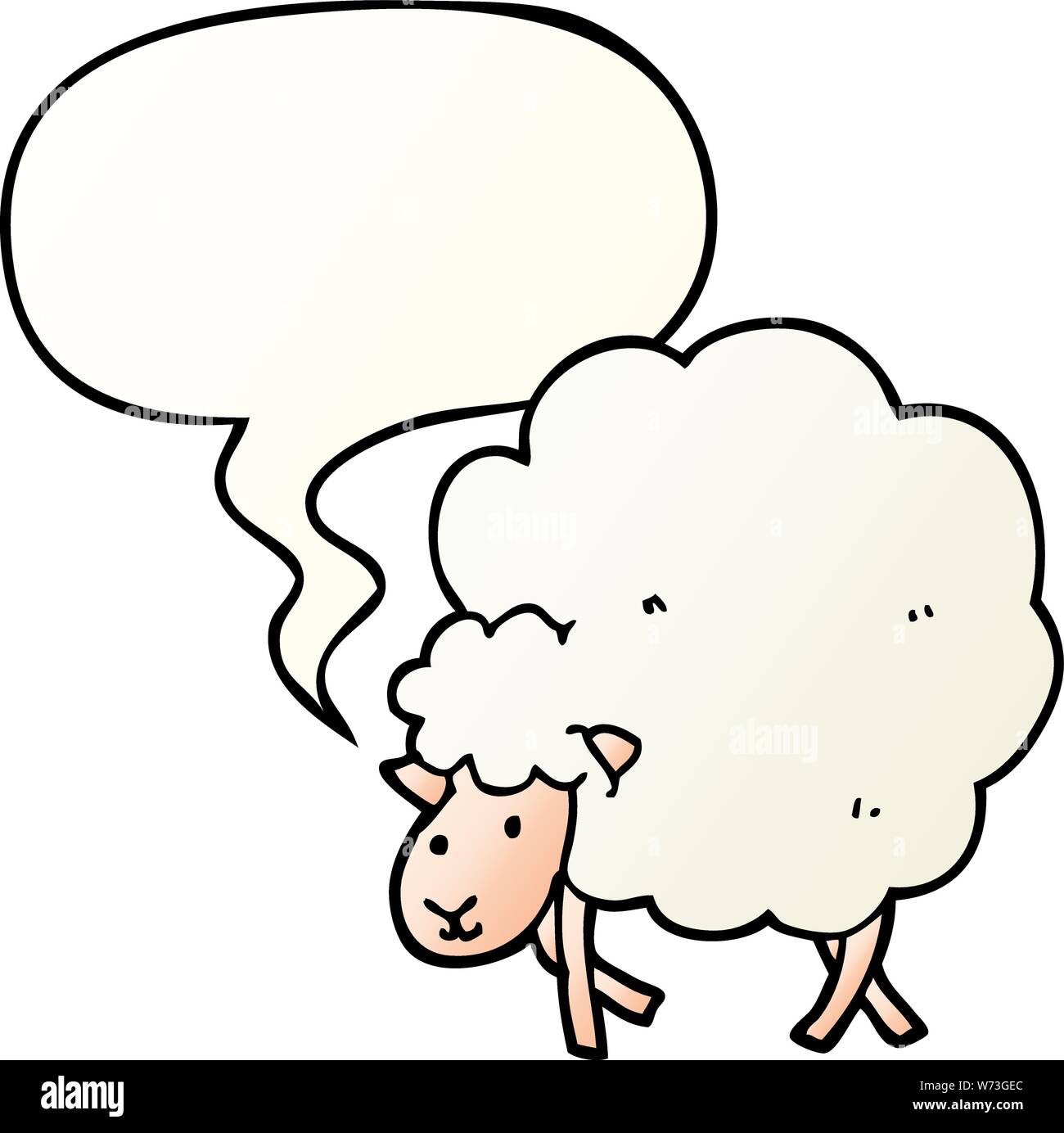 cartoon sheep with speech bubble in smooth gradient style Stock Vector