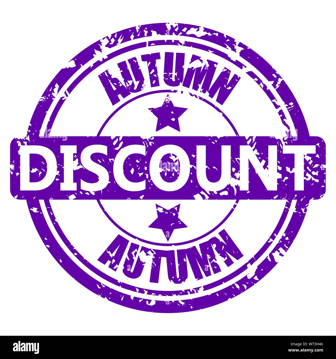 Autumn discount rubber stamp isolata on white, vector promotional discount autumnal, consumerism mark for promo shopping illustration Stock Vector