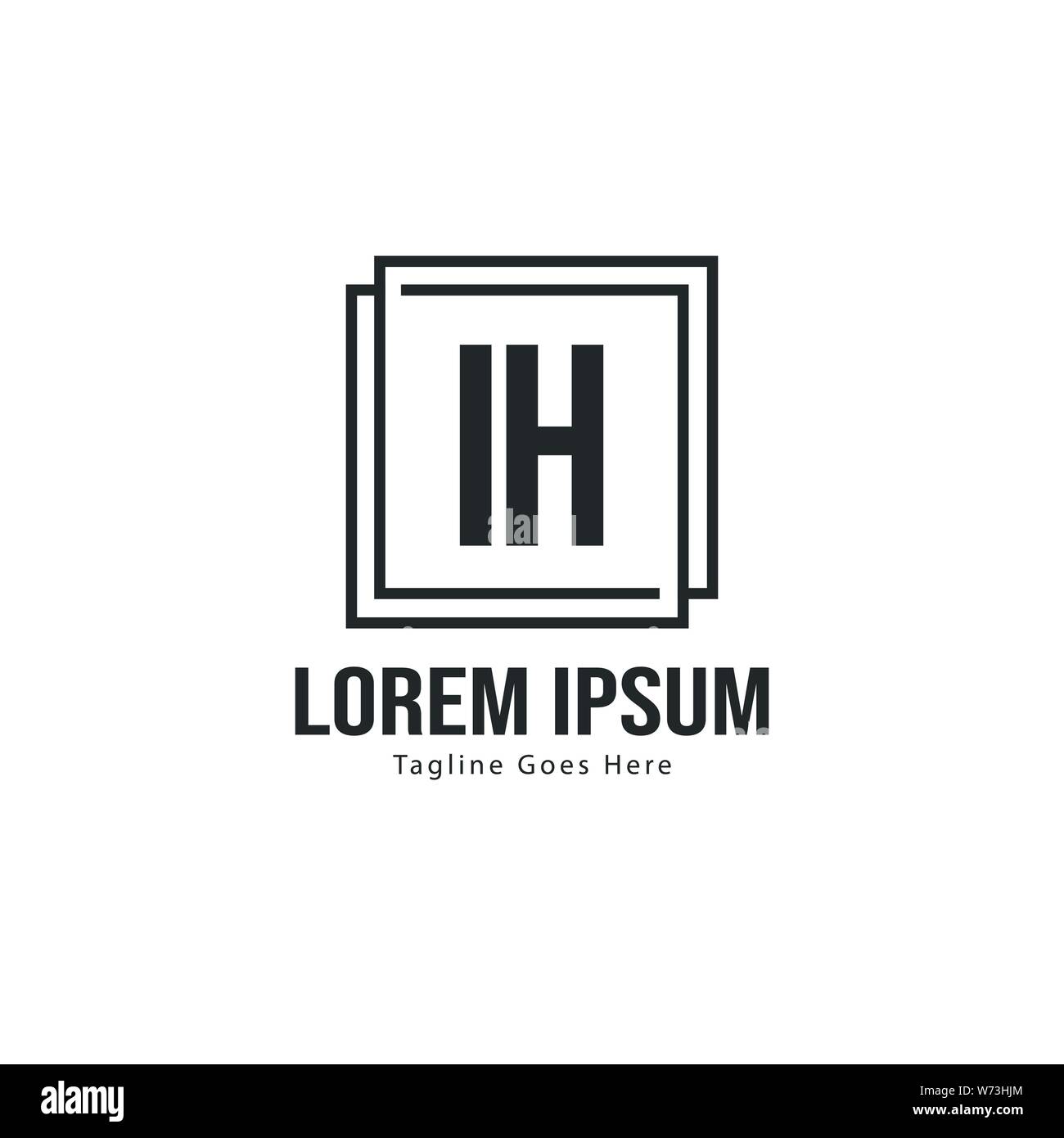 Initial IH logo template with modern frame. Minimalist IH letter logo ...