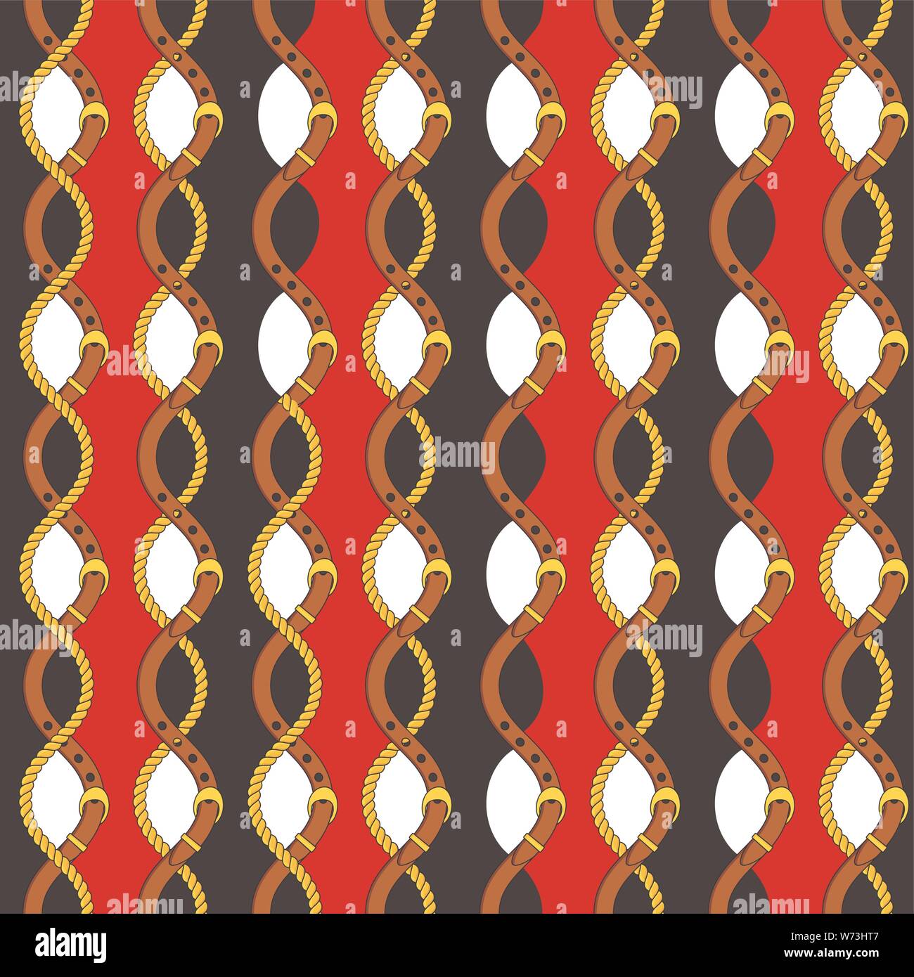 Seamless pattern with gold chains, pendants and straps Stock Vector