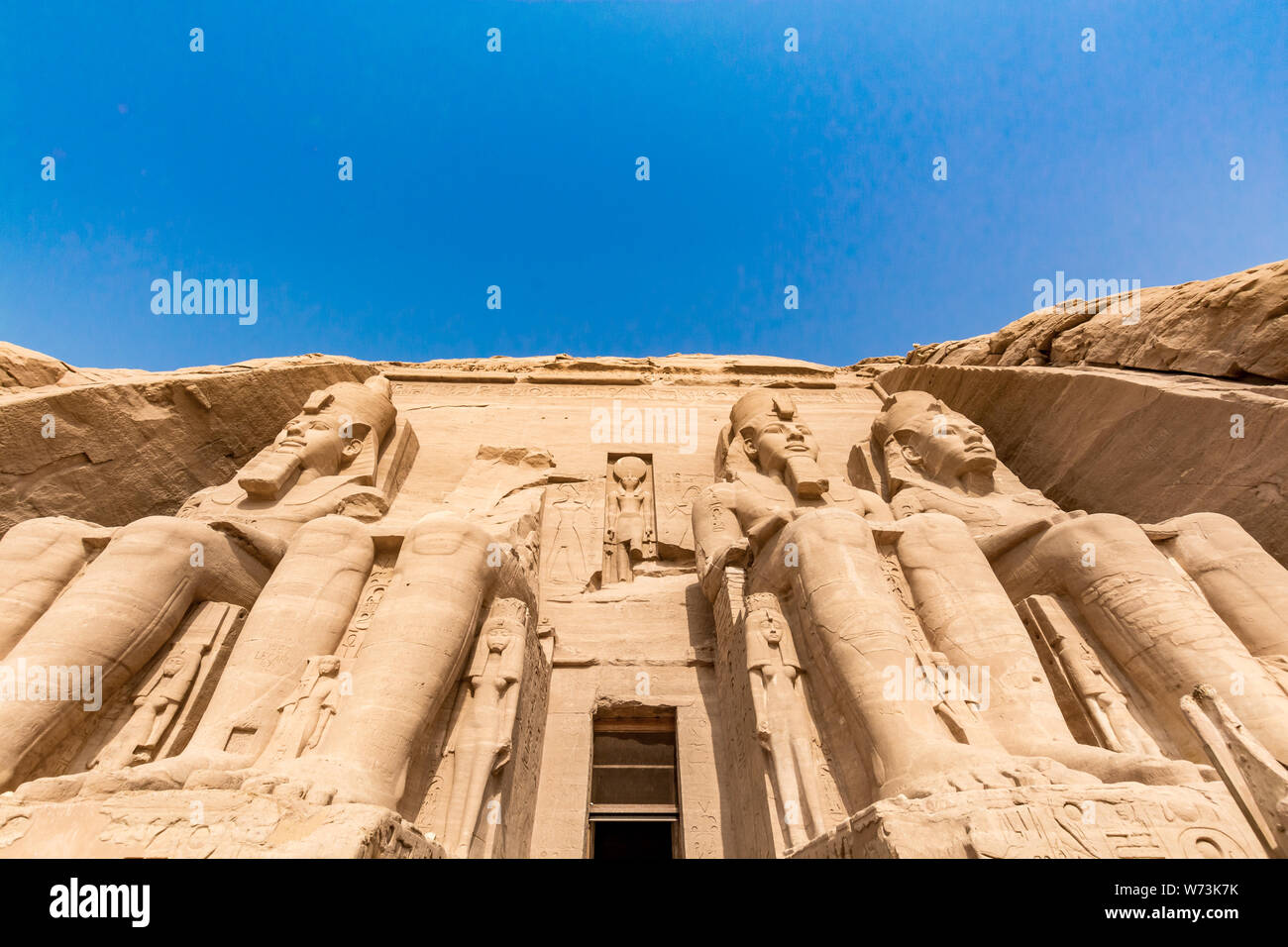 Abu Simbel temple, a magnificent landmark built by pharaoh Ramesses the Great, Egypt Stock Photo
