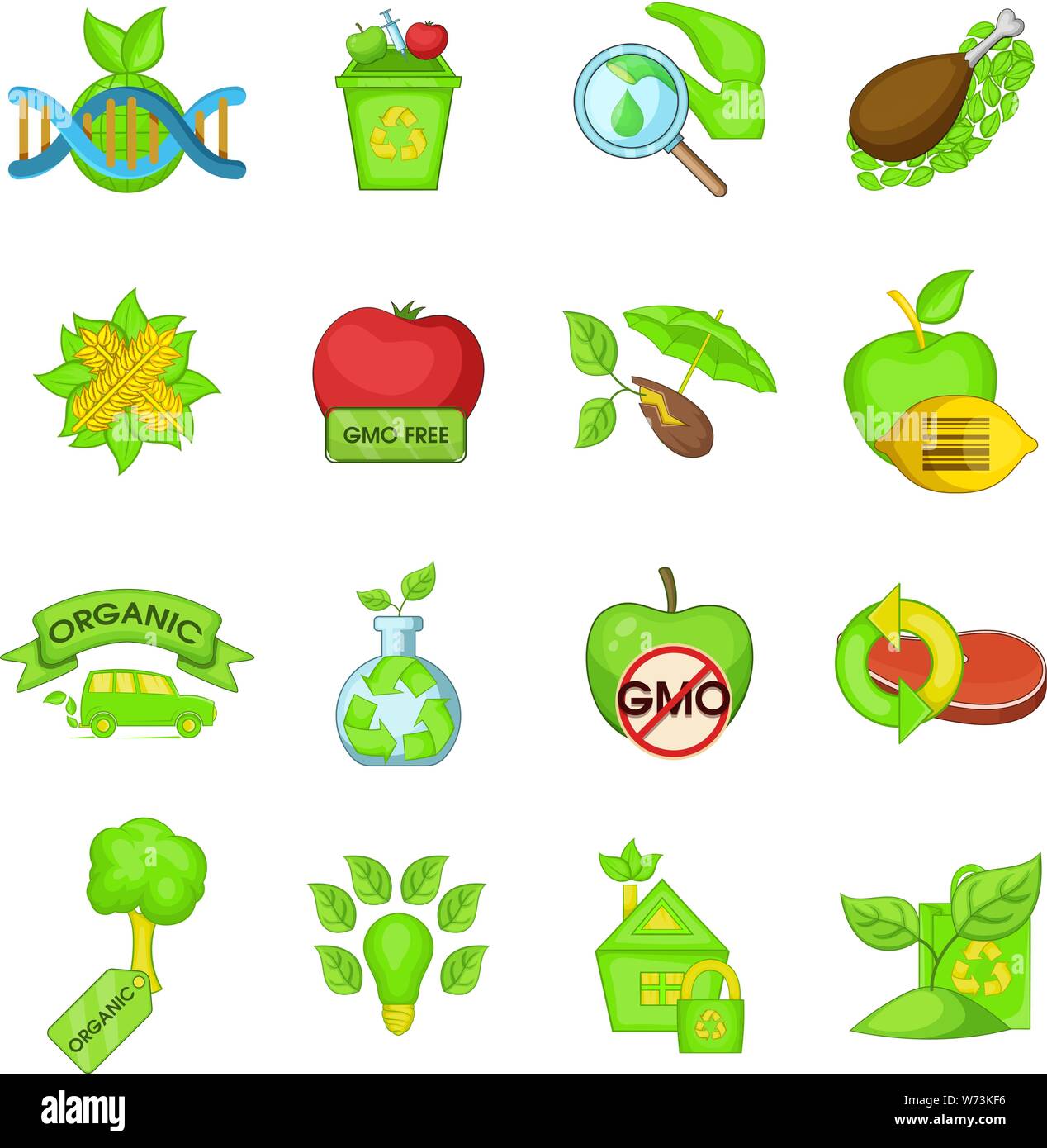 Eco style icons set, cartoon style Stock Vector Image & Art - Alamy