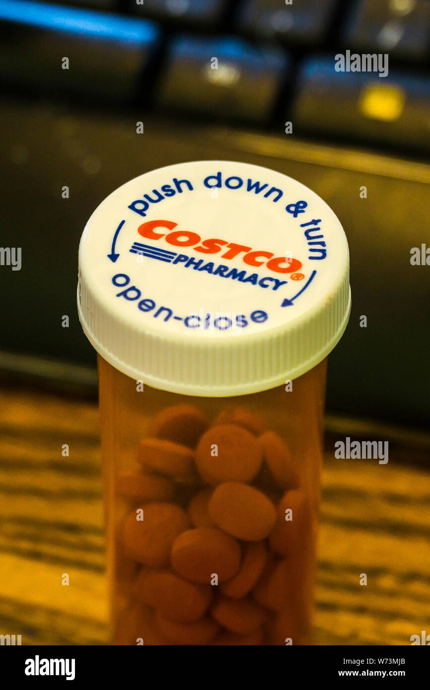 A pill bottle from a Costco Pharmacy California USA Stock Photo