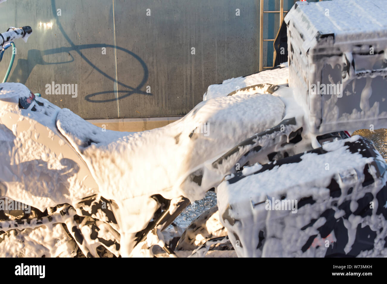 Motorcycle Car Wash Motorcycle Big Bike cleaning with foam injection