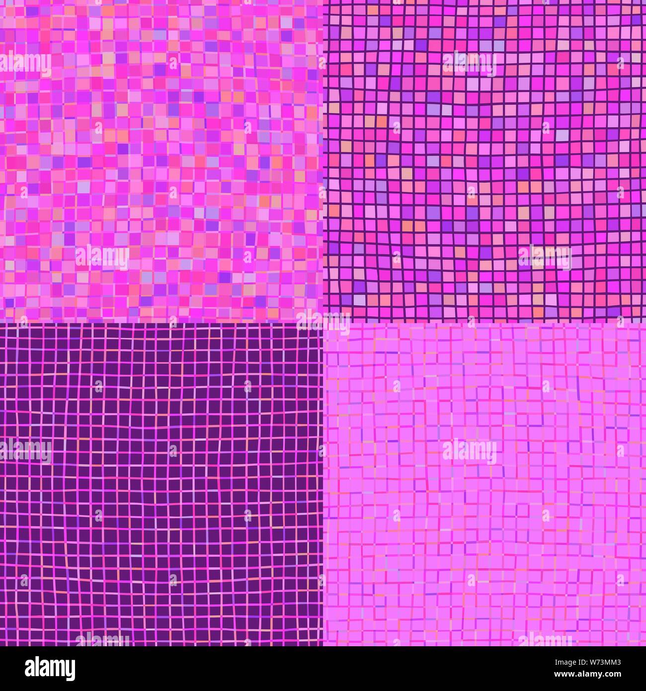 Seamless square pixel mosaic backgrounds set. Vector illustration Stock Vector