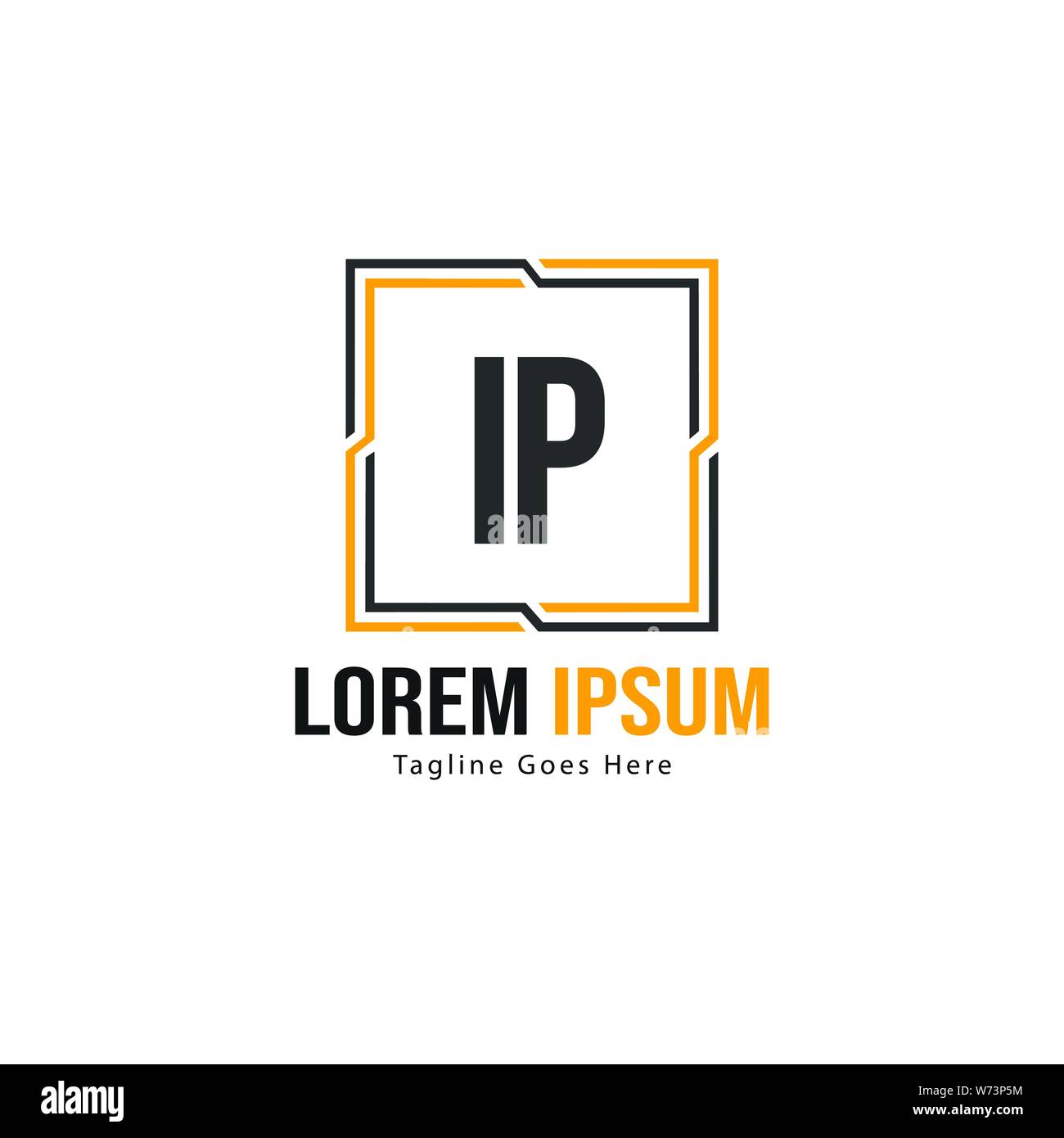 Initial IP logo template with modern frame. Minimalist IP letter logo ...