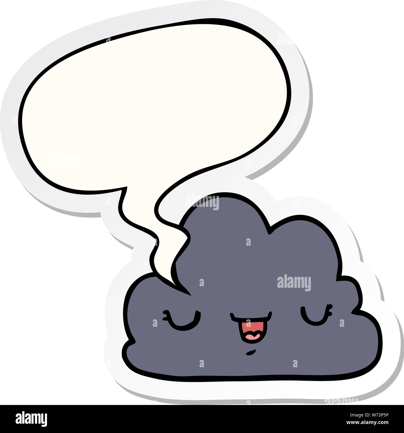 cute cartoon cloud with speech bubble sticker Stock Vector Image & Art ...