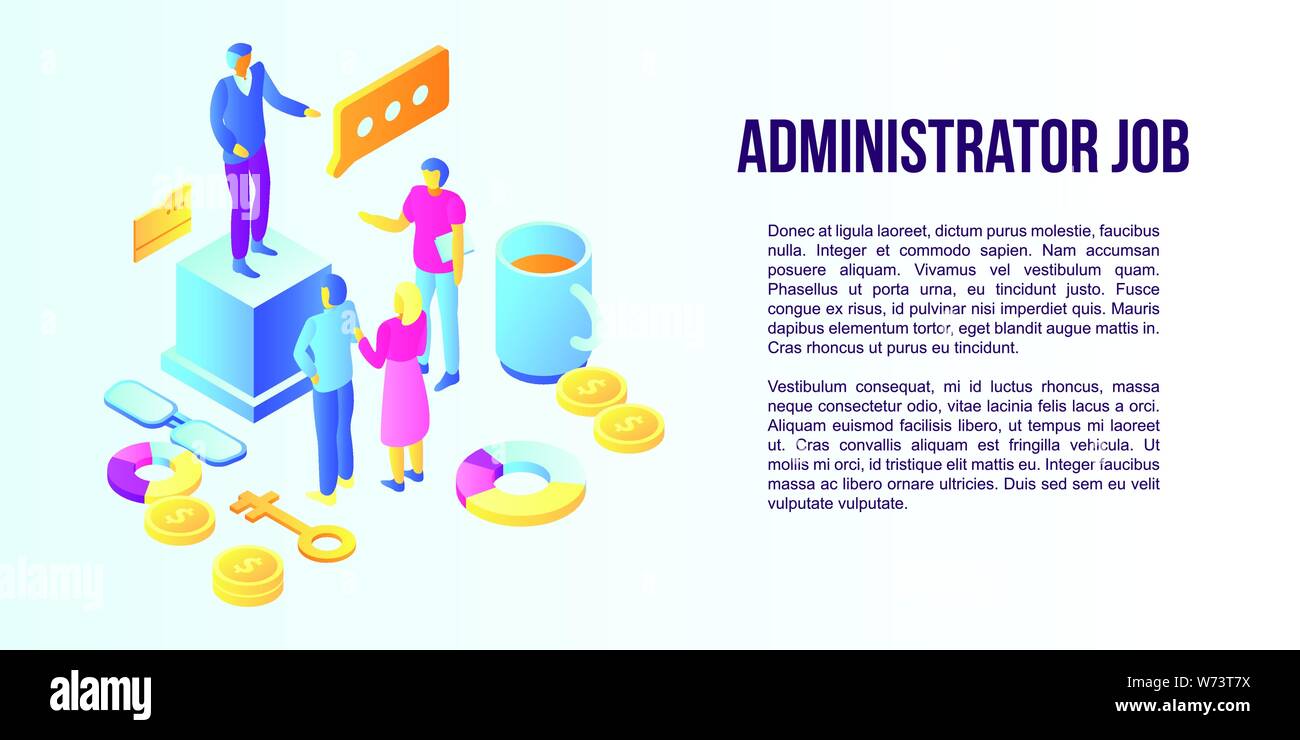 Administrator job concept banner, isometric style Stock Vector Image