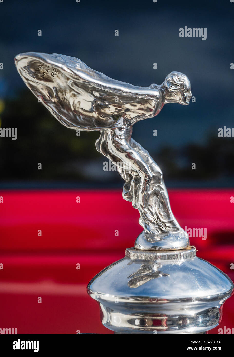 Classic chrome Rolls Royce hood ornament Stock Photo