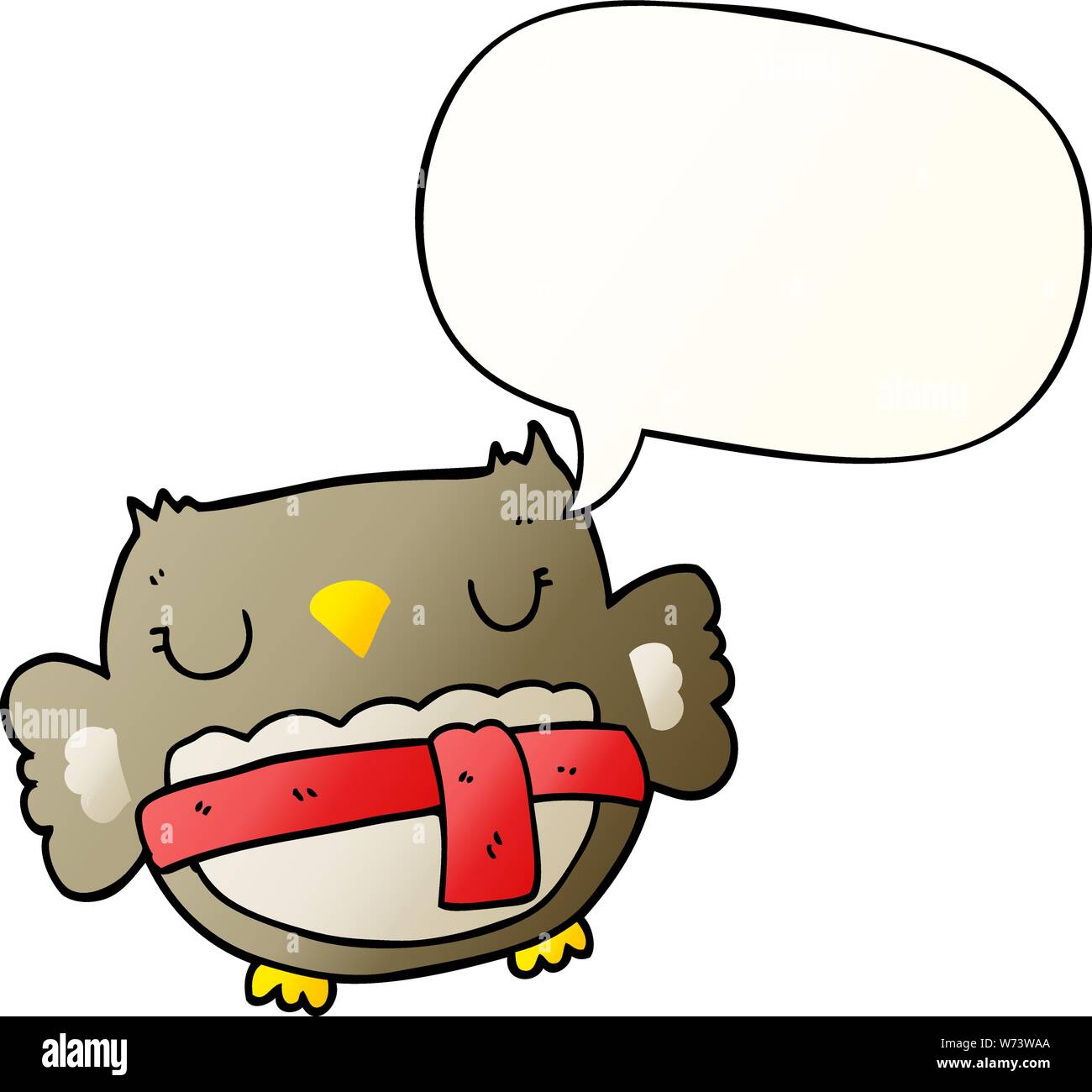 cartoon owl with speech bubble in smooth gradient style Stock Vector