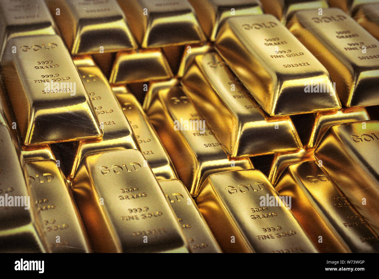 Shiny Gold bars - 3D Rendering Stock Photo