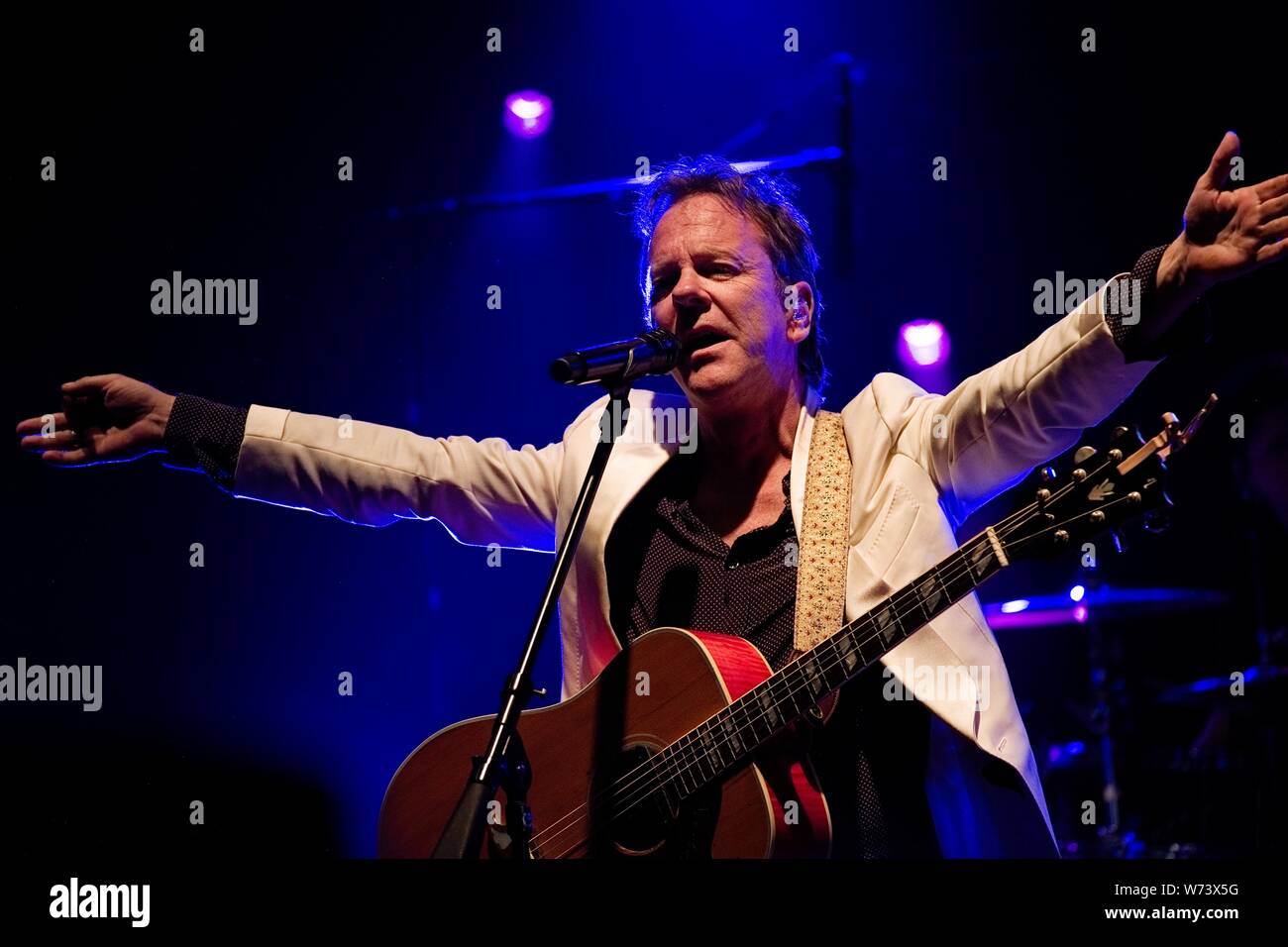 Kiefer Sutherland on stage with his band at Wickham Festival in 2019 Stock Photo