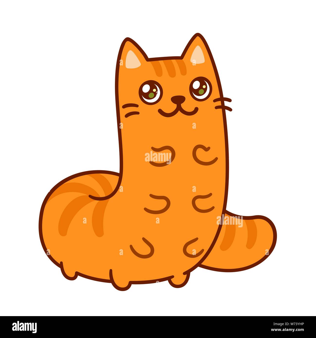 Cat-erpillar, funny cartoon cat caterpillar hybrid character. Isolated vector illustration for kids. Stock Vector