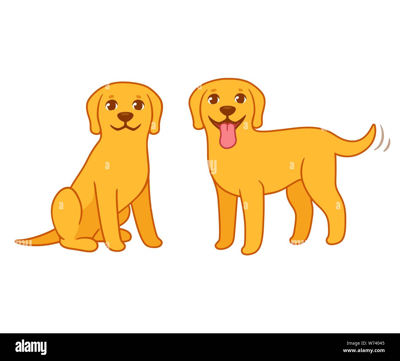 Yellow labrador retriever dog set, sitting and standing. Golden lab in cute  cartoon style, isolated vector illustration Stock Vector Image & Art - Alamy