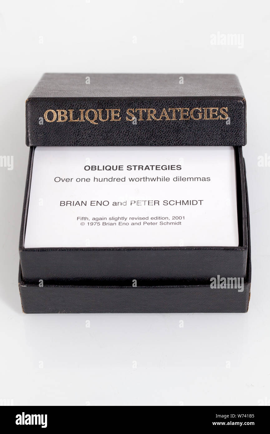 Oblique Strategies Playing Cards by Brian Eno and Peter Schmidt - Over One Hundred Worthwhile Dilemmas Stock Photo
