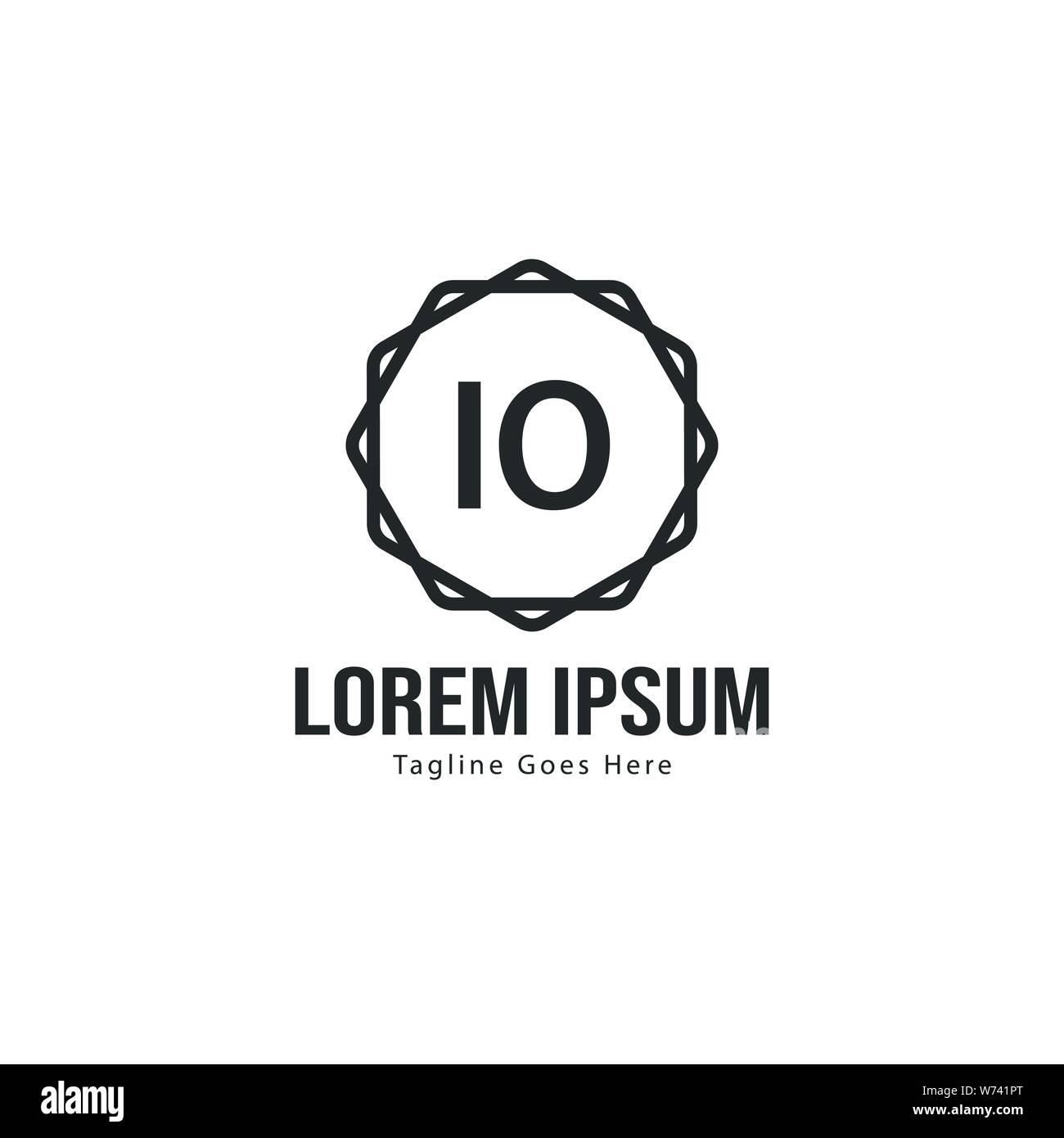 Initial IO logo template with modern frame. Minimalist IO letter logo