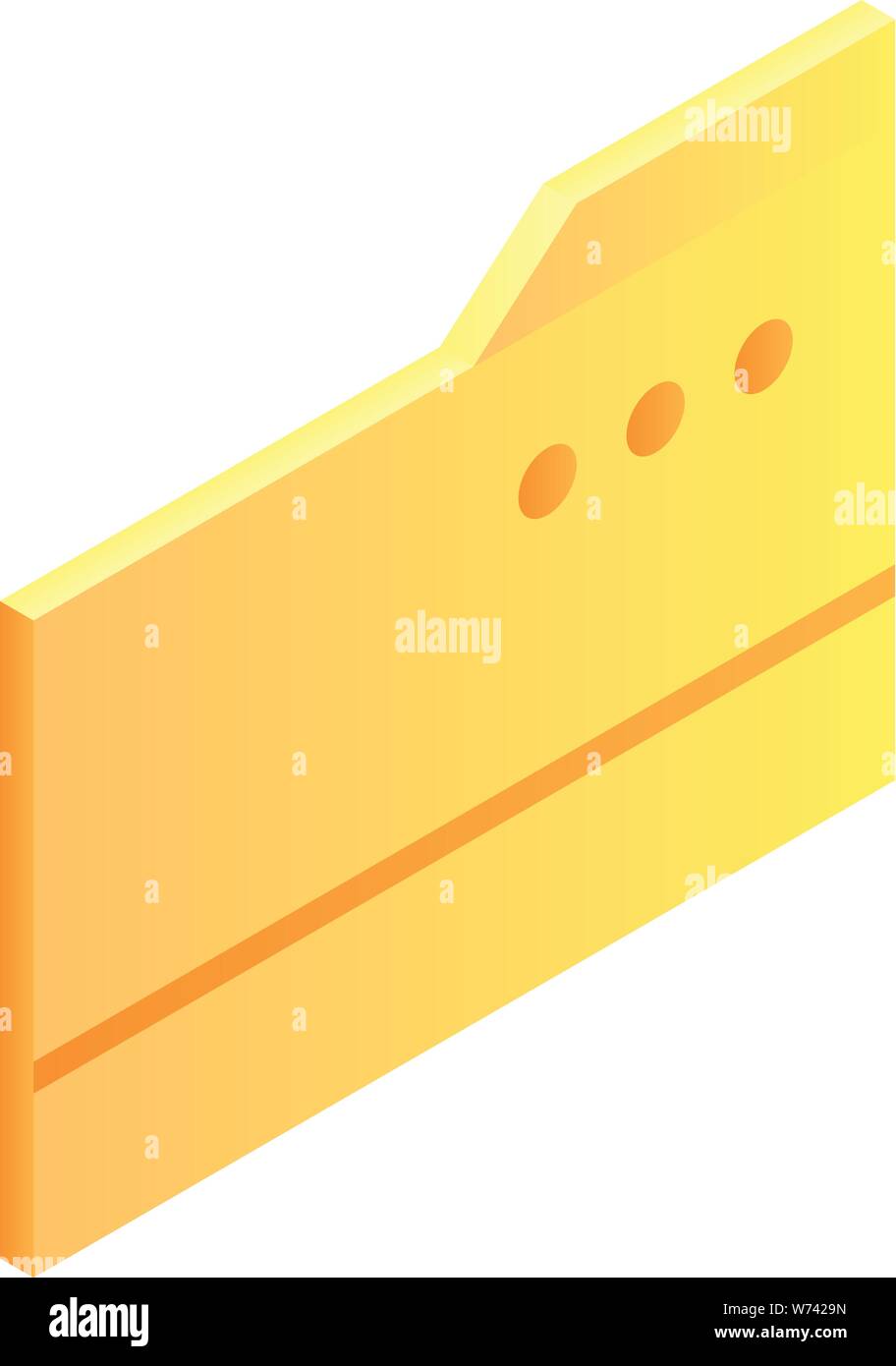Yellow folder icon, isometric style Stock Vector