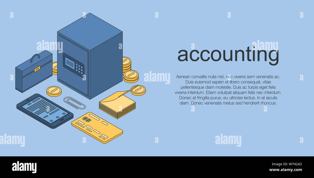 Accounting concept banner, isometric style Stock Vector