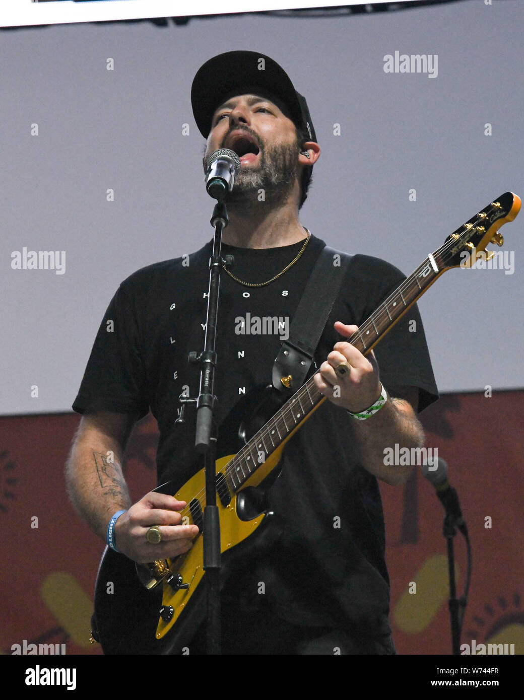 Long Beach, California, USA. 3rd Aug 2019. Josh Carter of the band Phantogram performs at ALT 98.7 Summer Camp at the Queen Mary in Long Beach on August 3, 2019. Credit: The Photo Access/Alamy Live News Stock Photo