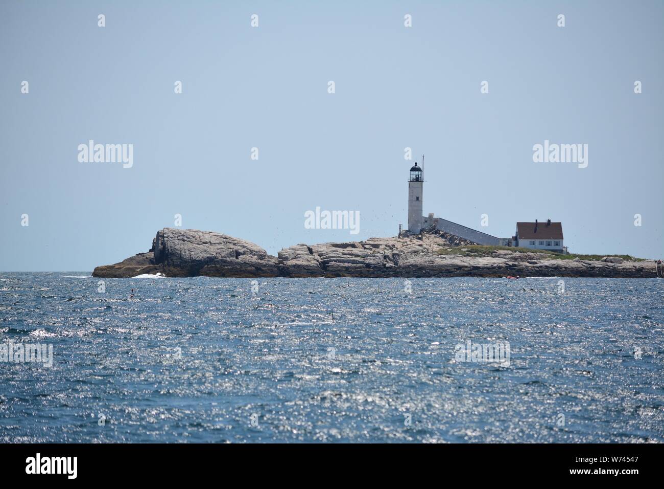 White Island Lighthouse in the Isles of Shoals, New Hampshire Stock ...