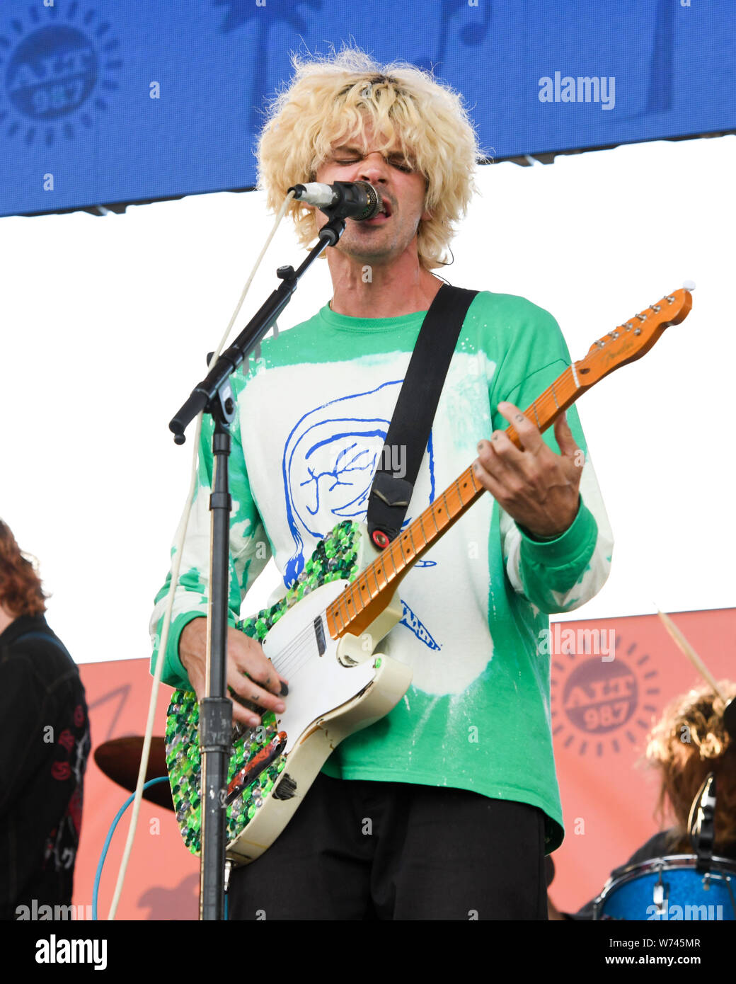 Long Beach, California, USA. 3rd Aug 2019. Christian Zucconi of the band Grouplove performs at ALT 98.7 Summer Camp at the Queen Mary in Long Beach on August 3, 2019. Credit: The Photo Access/Alamy Live News Stock Photo