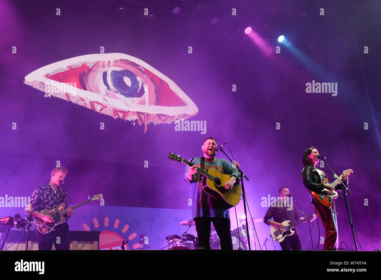 Long Beach, California, USA. 3rd Aug 2019. Of Monsters and Men performs at ALT 98.7 Summer Camp at the Queen Mary in Long Beach on August 3, 2019. Credit: The Photo Access/Alamy Live News Stock Photo