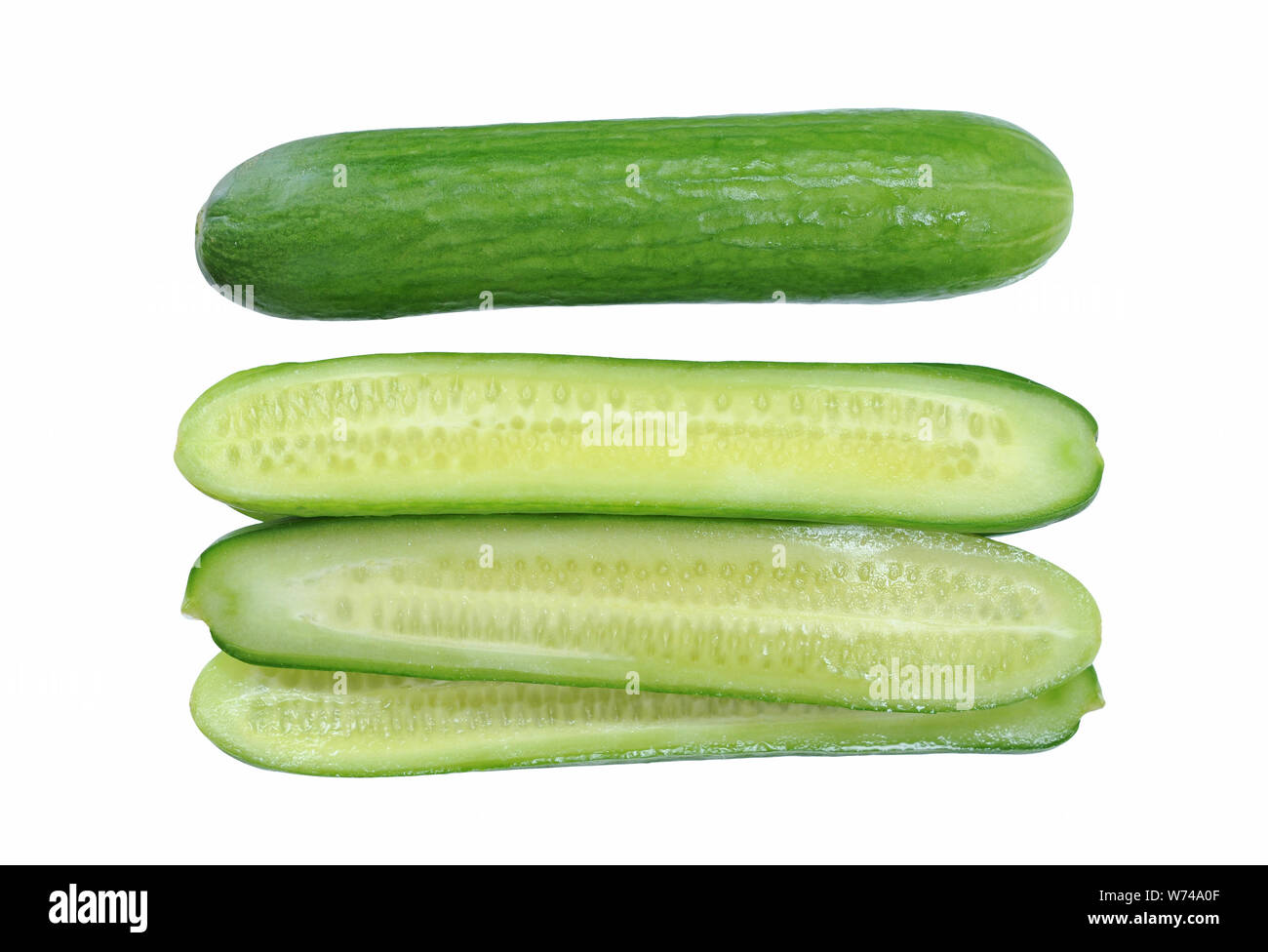 sliced and wholw cucumber isolate on white background Stock Photo