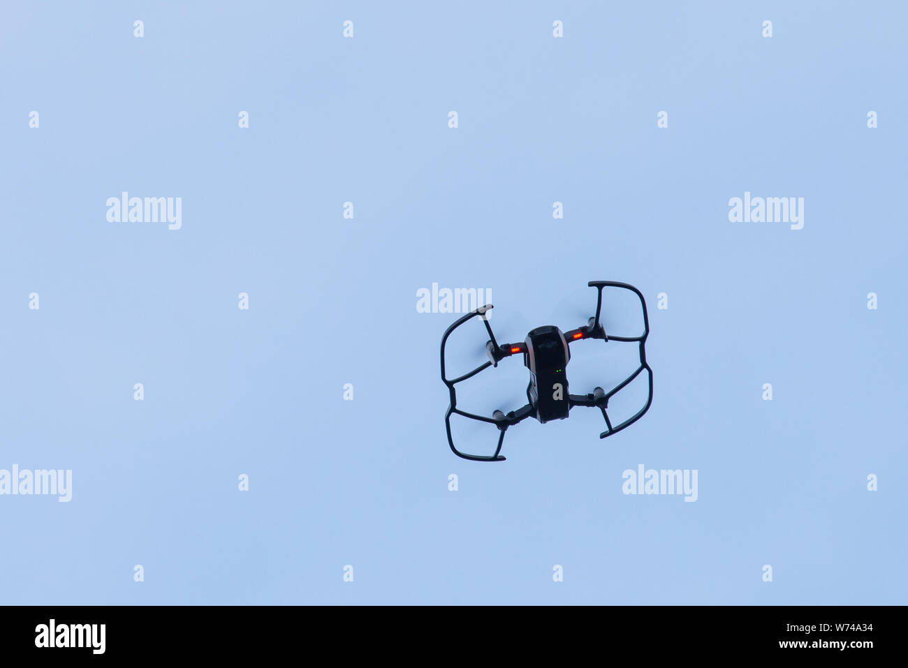 Russia, Rostovskaya oblast, September 16, 2018: DJI MAVIC AIR - Compact Drone by DJI with 12 MP 4K HDR camera, mounted on a 3-axis gimbal fly in sky. Stock Photo
