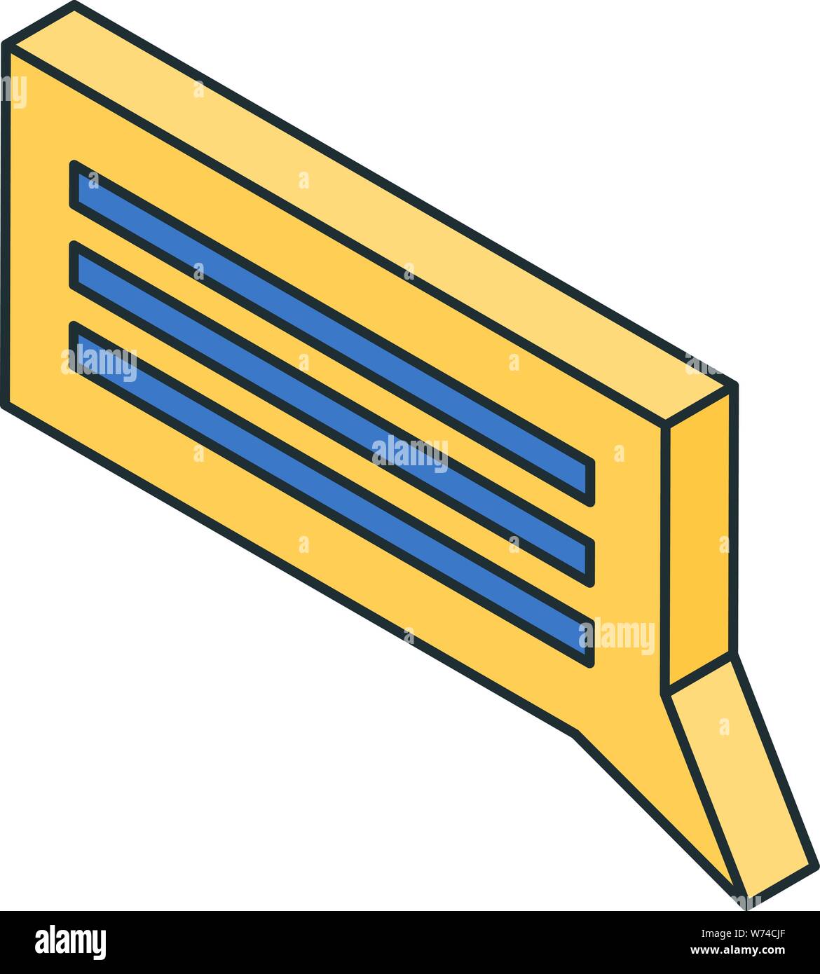 Yellow chat bubble icon, isometric style Stock Vector