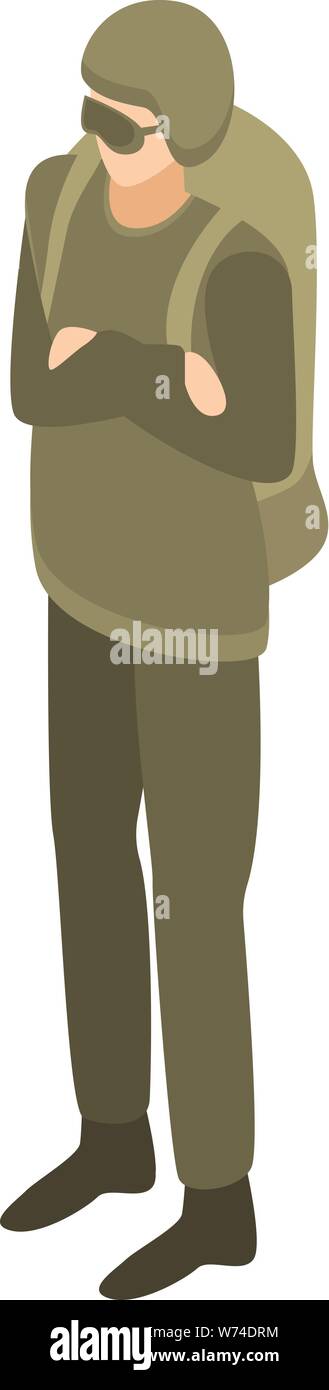 Army skydiver icon, isometric style Stock Vector