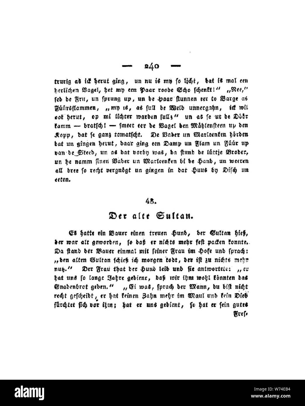 De Kinder und Hausmärchen Grimm 1819 V1 240. Stock Photo
