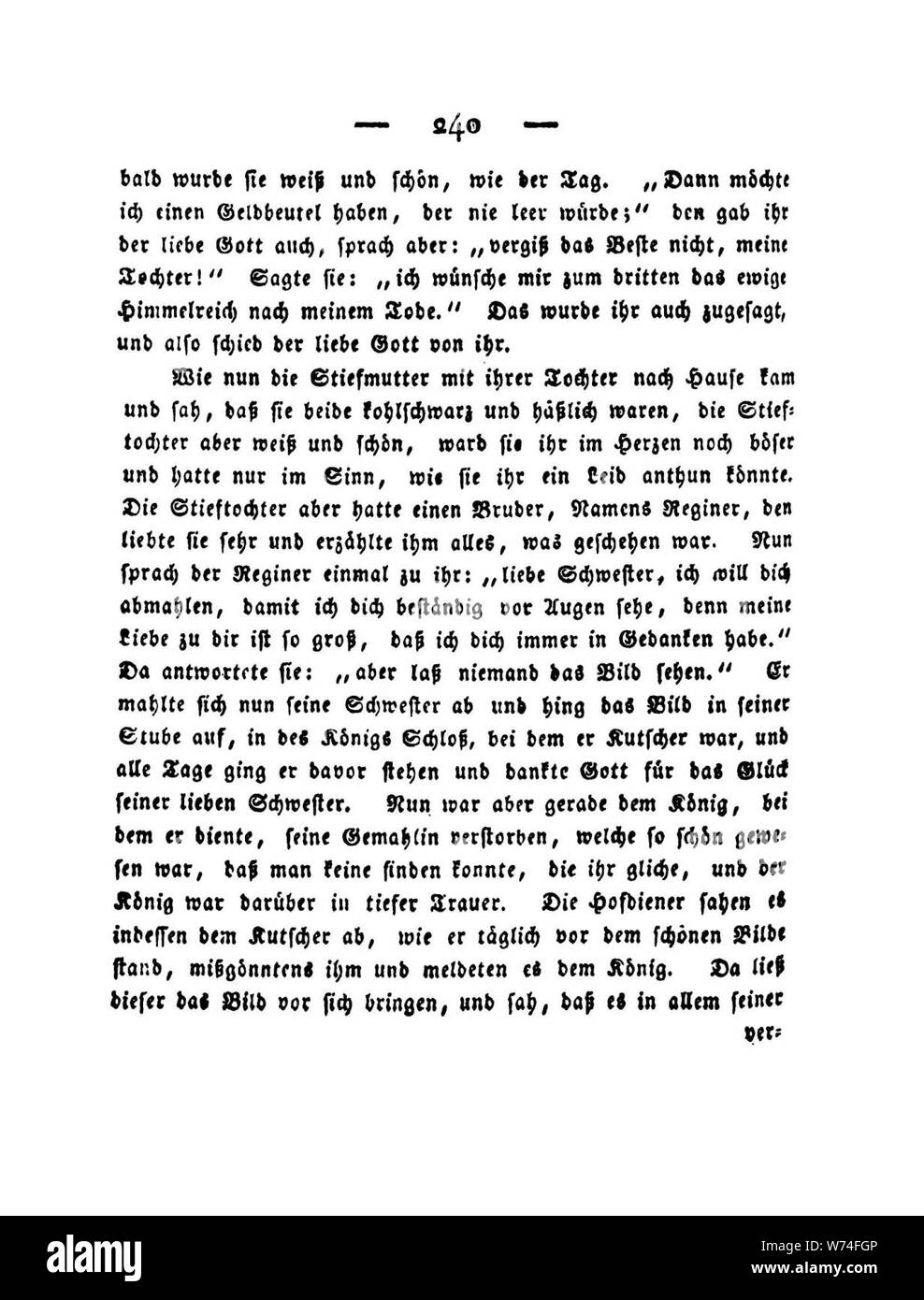 De Kinder und Hausmärchen Grimm 1819 V2 240. Stock Photo