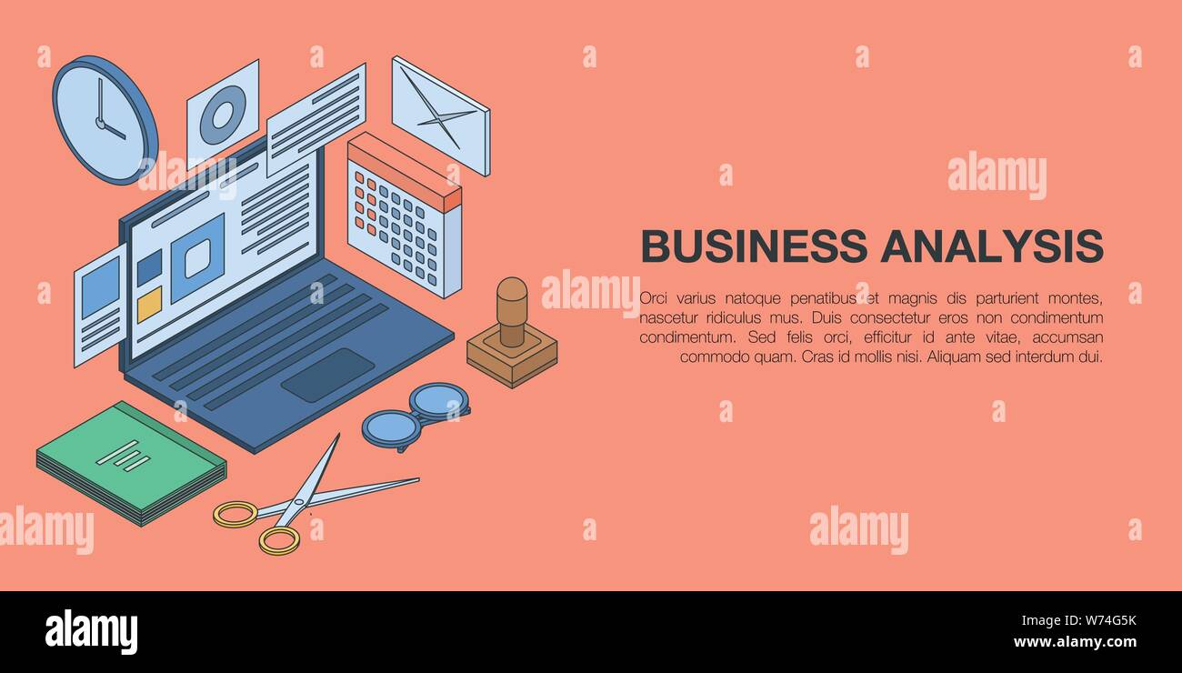 Business analysis concept banner, isometric style Stock Vector Image ...