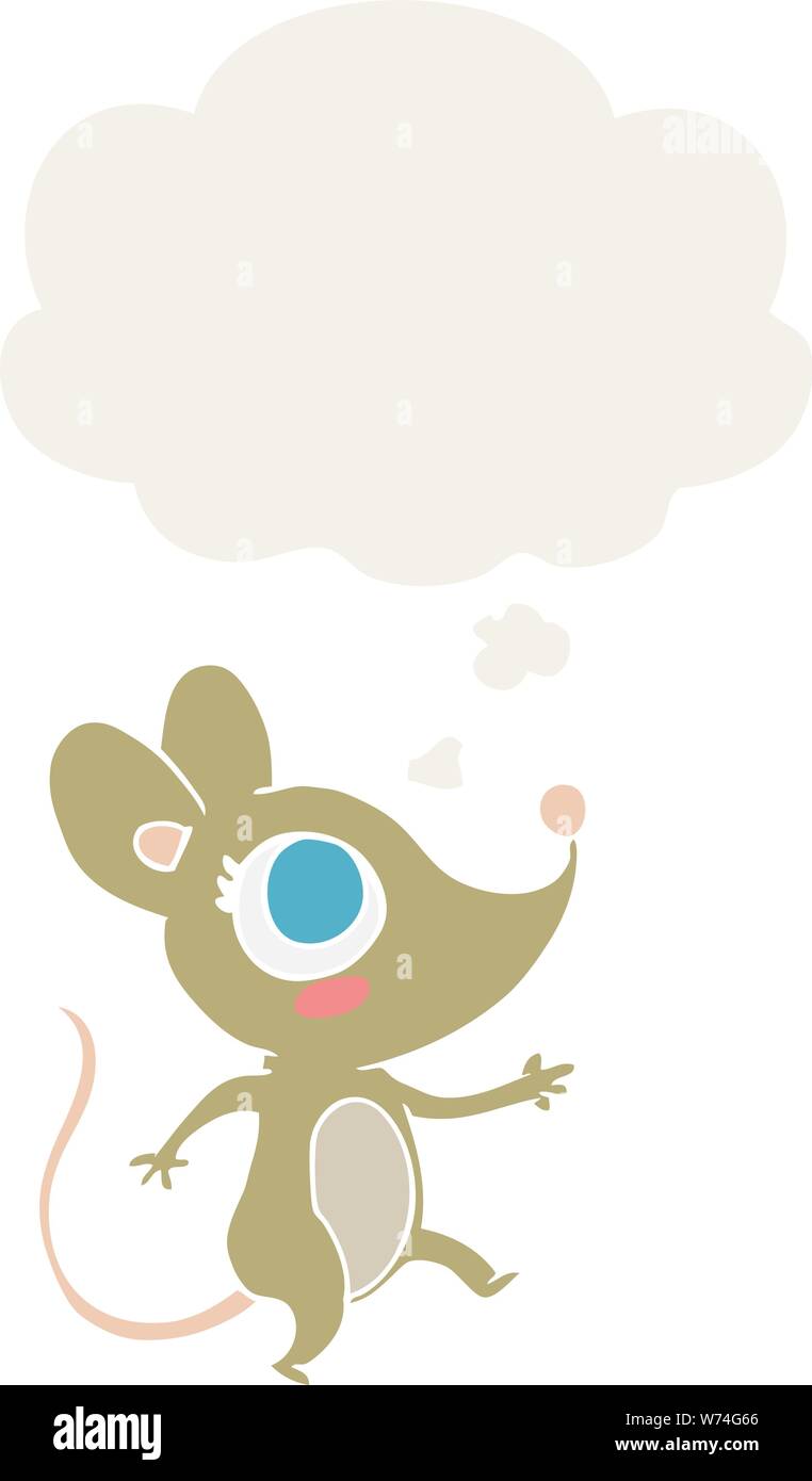 cartoon mouse with thought bubble in retro style Stock Vector