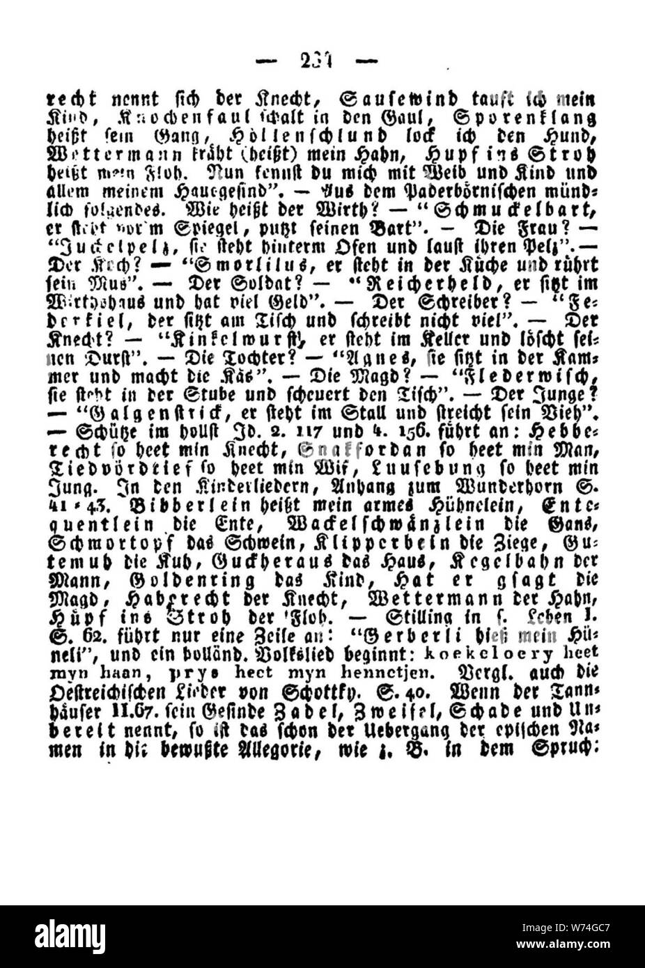 De Kinder und Hausmärchen Grimm 1822 V3 240. Stock Photo