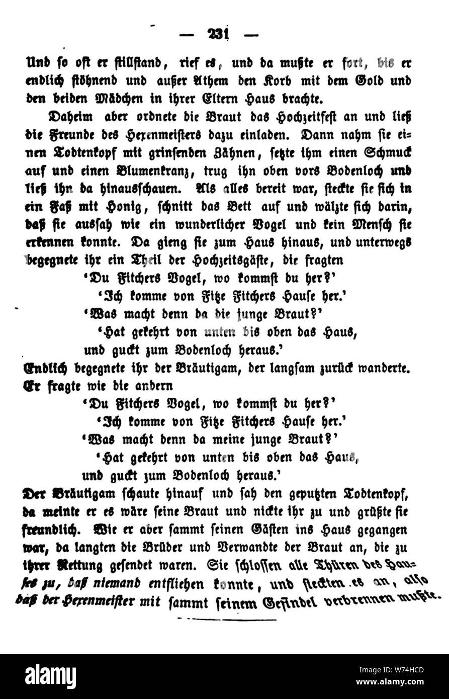 De Kinder und Hausmärchen Grimm 1857 V1 268. Stock Photo