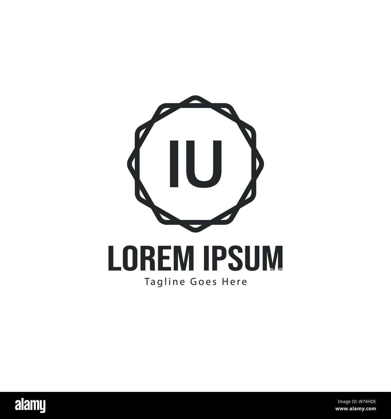 Initial IU logo template with modern frame. Minimalist IU letter logo vector illustration design