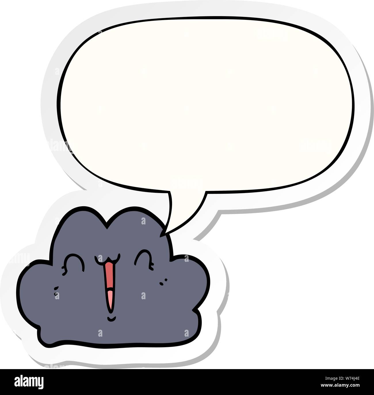 cute cartoon cloud with speech bubble sticker Stock Vector Image & Art ...