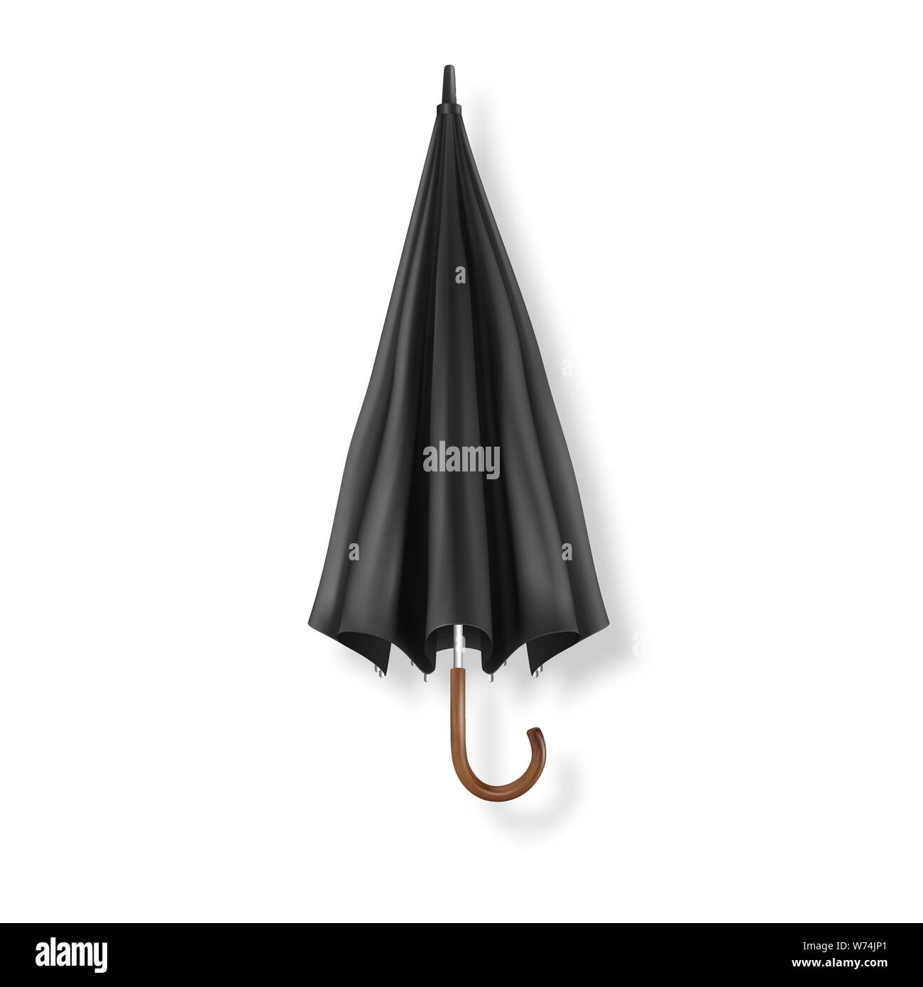 Vector 3d Realistic Render Black Blank Umbrella Icon Closeup Isolated ...